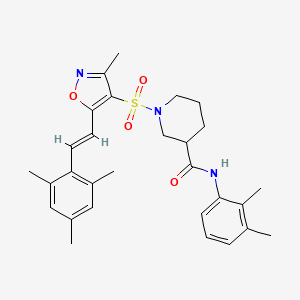 molecular formula C29H35N3O4S B11276693 N-(2,3-Dimethylphenyl)-1-({3-methyl-5-[(1E)-2-(2,4,6-trimethylphenyl)ethenyl]-1,2-oxazol-4-YL}sulfonyl)piperidine-3-carboxamide 