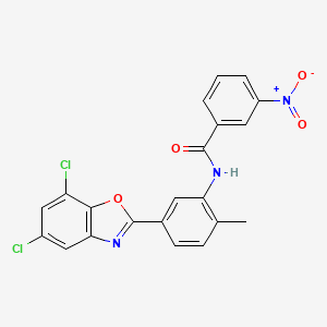 molecular formula C21H13Cl2N3O4 B11276696 N-[5-(5,7-dichloro-1,3-benzoxazol-2-yl)-2-methylphenyl]-3-nitrobenzamide 