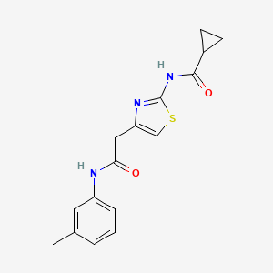 molecular formula C16H17N3O2S B11276724 N-(4-(2-oxo-2-(m-tolylamino)ethyl)thiazol-2-yl)cyclopropanecarboxamide 