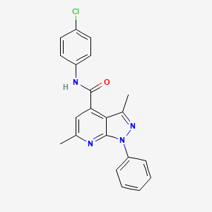 molecular formula C21H17ClN4O B11276733 N-(4-chlorophenyl)-3,6-dimethyl-1-phenyl-1H-pyrazolo[3,4-b]pyridine-4-carboxamide 