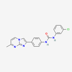 molecular formula C20H16ClN5O B11276734 1-(3-Chlorophenyl)-3-(4-{7-methylimidazo[1,2-A]pyrimidin-2-YL}phenyl)urea 