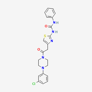 molecular formula C22H22ClN5O2S B11276751 1-(4-(2-(4-(3-Chlorophenyl)piperazin-1-yl)-2-oxoethyl)thiazol-2-yl)-3-phenylurea 