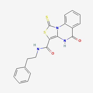 molecular formula C19H15N3O2S2 B11276754 5-Oxo-N-phenethyl-1-thioxo-4,5-dihydro-1H-thiazolo[3,4-a]quinazoline-3-carboxamide 