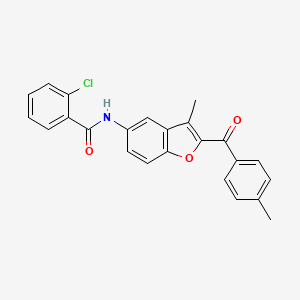 2-chloro-N-(3-methyl-2-(4-methylbenzoyl)benzofuran-5-yl)benzamide