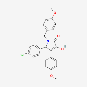 molecular formula C25H22ClNO4 B11276781 5-(4-chlorophenyl)-3-hydroxy-1-(4-methoxybenzyl)-4-(4-methoxyphenyl)-1,5-dihydro-2H-pyrrol-2-one 