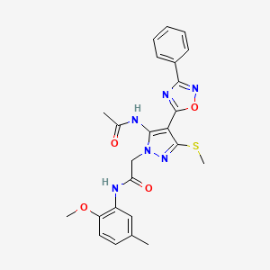 2-(5-acetamido-3-(methylthio)-4-(3-phenyl-1,2,4-oxadiazol-5-yl)-1H-pyrazol-1-yl)-N-(2-methoxy-5-methylphenyl)acetamide