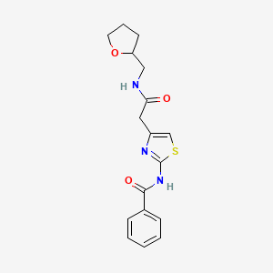 molecular formula C17H19N3O3S B11276821 N-(4-(2-oxo-2-(((tetrahydrofuran-2-yl)methyl)amino)ethyl)thiazol-2-yl)benzamide 