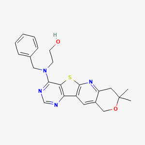 molecular formula C23H24N4O2S B11276845 2-[benzyl-(5,5-dimethyl-6-oxa-17-thia-2,12,14-triazatetracyclo[8.7.0.03,8.011,16]heptadeca-1,3(8),9,11,13,15-hexaen-15-yl)amino]ethanol 