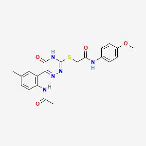 2-{[6-(2-Acetamido-5-methylphenyl)-5-oxo-4,5-dihydro-1,2,4-triazin-3-YL]sulfanyl}-N-(4-methoxyphenyl)acetamide