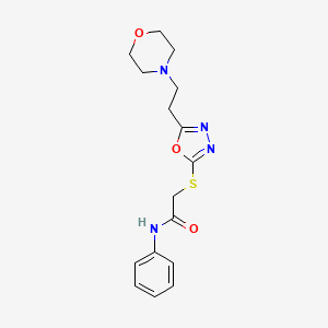 molecular formula C16H20N4O3S B11276939 2-({5-[2-(morpholin-4-yl)ethyl]-1,3,4-oxadiazol-2-yl}sulfanyl)-N-phenylacetamide 