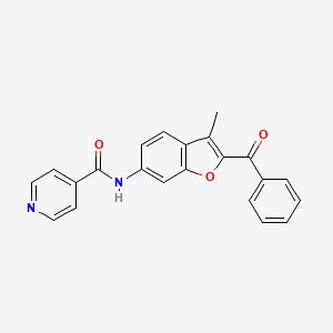 molecular formula C22H16N2O3 B11276956 N-[3-methyl-2-(phenylcarbonyl)-1-benzofuran-6-yl]pyridine-4-carboxamide 