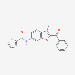 molecular formula C21H15NO3S B11276960 N-(2-benzoyl-3-methyl-1-benzofuran-6-yl)thiophene-2-carboxamide 