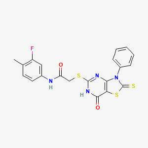 N-(3-fluoro-4-methylphenyl)-2-((7-oxo-3-phenyl-2-thioxo-2,3,6,7-tetrahydrothiazolo[4,5-d]pyrimidin-5-yl)thio)acetamide