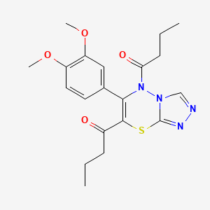 molecular formula C20H24N4O4S B11277028 1-[5-Butanoyl-6-(3,4-dimethoxyphenyl)-5H-[1,2,4]triazolo[3,4-B][1,3,4]thiadiazin-7-YL]butan-1-one 