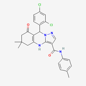 9-(2,4-dichlorophenyl)-6,6-dimethyl-N-(4-methylphenyl)-8-oxo-4,5,6,7,8,9-hexahydropyrazolo[5,1-b]quinazoline-3-carboxamide