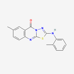 molecular formula C17H14N4OS B11277041 7-methyl-2-(o-tolylamino)-5H-[1,3,4]thiadiazolo[2,3-b]quinazolin-5-one 