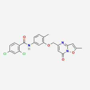 molecular formula C22H17Cl2N3O4 B11277061 2,4-Dichloro-N-[4-methyl-3-[(2-methyl-7-oxo-7H-isoxazolo[2,3-a]pyrimidin-5-yl)methoxy]phenyl]benzamide 