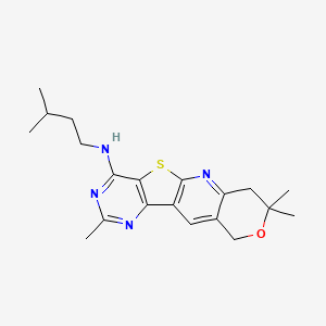 5,5,13-trimethyl-N-(3-methylbutyl)-6-oxa-17-thia-2,12,14-triazatetracyclo[8.7.0.03,8.011,16]heptadeca-1,3(8),9,11,13,15-hexaen-15-amine