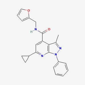 molecular formula C22H20N4O2 B11277074 6-cyclopropyl-N-(furan-2-ylmethyl)-3-methyl-1-phenyl-1H-pyrazolo[3,4-b]pyridine-4-carboxamide 