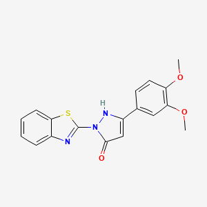 molecular formula C18H15N3O3S B11277078 1-(1,3-benzothiazol-2-yl)-3-(3,4-dimethoxyphenyl)-1H-pyrazol-5-ol 