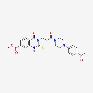 Methyl 3-(3-(4-(4-acetylphenyl)piperazin-1-yl)-3-oxopropyl)-4-oxo-2-thioxo-1,2,3,4-tetrahydroquinazoline-7-carboxylate