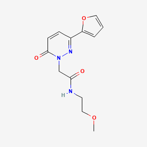 molecular formula C13H15N3O4 B11277123 2-(3-(furan-2-yl)-6-oxopyridazin-1(6H)-yl)-N-(2-methoxyethyl)acetamide 