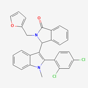 molecular formula C28H20Cl2N2O2 B11277125 3-[2-(2,4-dichlorophenyl)-1-methyl-1H-indol-3-yl]-2-(furan-2-ylmethyl)-2,3-dihydro-1H-isoindol-1-one 