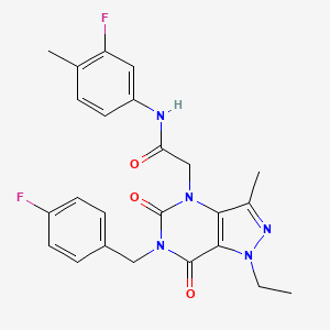 2-(1-ethyl-6-(4-fluorobenzyl)-3-methyl-5,7-dioxo-6,7-dihydro-1H-pyrazolo[4,3-d]pyrimidin-4(5H)-yl)-N-(3-fluoro-4-methylphenyl)acetamide