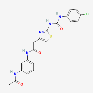 molecular formula C20H18ClN5O3S B11277136 N-(3-acetamidophenyl)-2-(2-(3-(4-chlorophenyl)ureido)thiazol-4-yl)acetamide 