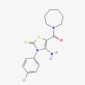 (4-Amino-3-(4-chlorophenyl)-2-thioxo-2,3-dihydrothiazol-5-yl)(azepan-1-yl)methanone