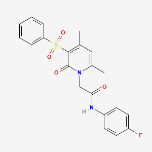 molecular formula C21H19FN2O4S B11277167 2-[4,6-dimethyl-2-oxo-3-(phenylsulfonyl)pyridin-1(2H)-yl]-N-(4-fluorophenyl)acetamide 