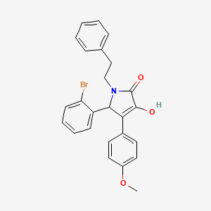 molecular formula C25H22BrNO3 B11277169 5-(2-bromophenyl)-3-hydroxy-4-(4-methoxyphenyl)-1-(2-phenylethyl)-1,5-dihydro-2H-pyrrol-2-one 