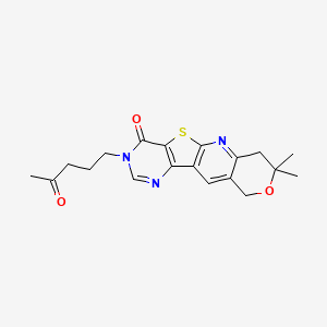 5,5-dimethyl-14-(4-oxopentyl)-6-oxa-17-thia-2,12,14-triazatetracyclo[8.7.0.03,8.011,16]heptadeca-1,3(8),9,11(16),12-pentaen-15-one