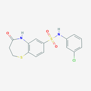 molecular formula C15H13ClN2O3S2 B11277202 N-(3-chlorophenyl)-4-oxo-2,3,4,5-tetrahydro-1,5-benzothiazepine-7-sulfonamide 