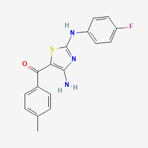 molecular formula C17H14FN3OS B11277218 (4-Amino-2-((4-fluorophenyl)amino)thiazol-5-yl)(p-tolyl)methanone 