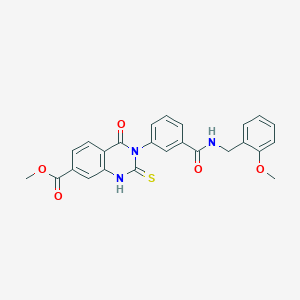 molecular formula C25H21N3O5S B11277234 Methyl 3-(3-((2-methoxybenzyl)carbamoyl)phenyl)-4-oxo-2-thioxo-1,2,3,4-tetrahydroquinazoline-7-carboxylate 