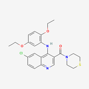 (6-Chloro-4-((2,5-diethoxyphenyl)amino)quinolin-3-yl)(thiomorpholino)methanone