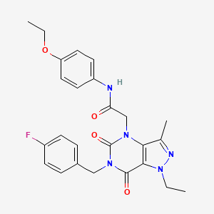 molecular formula C25H26FN5O4 B11277323 N-(4-ethoxyphenyl)-2-(1-ethyl-6-(4-fluorobenzyl)-3-methyl-5,7-dioxo-6,7-dihydro-1H-pyrazolo[4,3-d]pyrimidin-4(5H)-yl)acetamide 