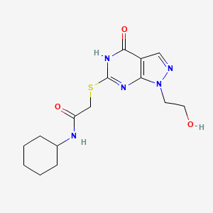 N-cyclohexyl-2-((1-(2-hydroxyethyl)-4-oxo-4,5-dihydro-1H-pyrazolo[3,4-d]pyrimidin-6-yl)thio)acetamide