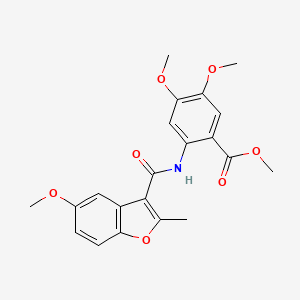 molecular formula C21H21NO7 B11277345 Methyl 4,5-dimethoxy-2-{[(5-methoxy-2-methyl-1-benzofuran-3-yl)carbonyl]amino}benzoate 