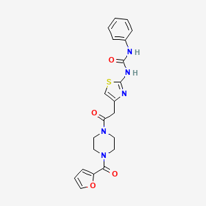 molecular formula C21H21N5O4S B11277349 1-(4-(2-(4-(Furan-2-carbonyl)piperazin-1-yl)-2-oxoethyl)thiazol-2-yl)-3-phenylurea 