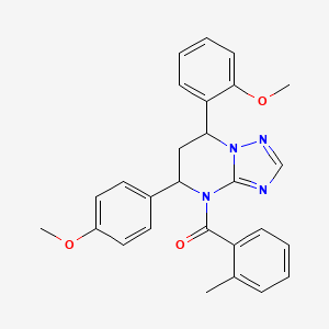 molecular formula C27H26N4O3 B11277369 [7-(2-methoxyphenyl)-5-(4-methoxyphenyl)-6,7-dihydro[1,2,4]triazolo[1,5-a]pyrimidin-4(5H)-yl](2-methylphenyl)methanone 