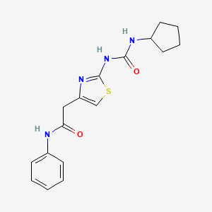 molecular formula C17H20N4O2S B11277419 2-(2-(3-cyclopentylureido)thiazol-4-yl)-N-phenylacetamide 