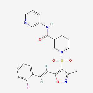 molecular formula C23H23FN4O4S B11277436 1-({5-[(1E)-2-(2-Fluorophenyl)ethenyl]-3-methyl-1,2-oxazol-4-YL}sulfonyl)-N-(pyridin-3-YL)piperidine-3-carboxamide 