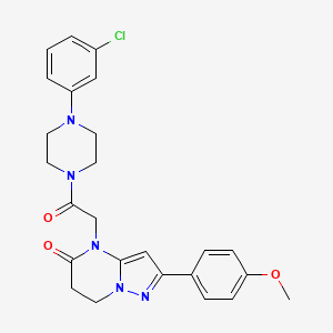 molecular formula C25H26ClN5O3 B11277504 4-{2-[4-(3-Chlorophenyl)piperazin-1-YL]-2-oxoethyl}-2-(4-methoxyphenyl)-4H,5H,6H,7H-pyrazolo[1,5-A]pyrimidin-5-one 