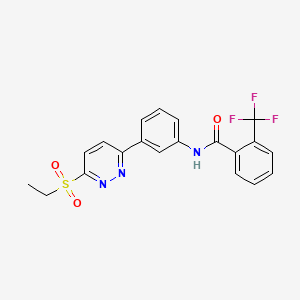 molecular formula C20H16F3N3O3S B11277514 N-(3-(6-(ethylsulfonyl)pyridazin-3-yl)phenyl)-2-(trifluoromethyl)benzamide 