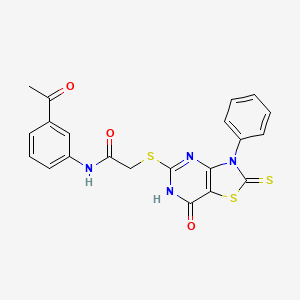 N-(3-acetylphenyl)-2-((7-oxo-3-phenyl-2-thioxo-2,3,6,7-tetrahydrothiazolo[4,5-d]pyrimidin-5-yl)thio)acetamide