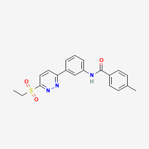 molecular formula C20H19N3O3S B11277560 N-(3-(6-(ethylsulfonyl)pyridazin-3-yl)phenyl)-4-methylbenzamide 