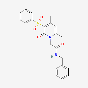 molecular formula C22H22N2O4S B11277572 N-benzyl-2-[4,6-dimethyl-2-oxo-3-(phenylsulfonyl)pyridin-1(2H)-yl]acetamide 