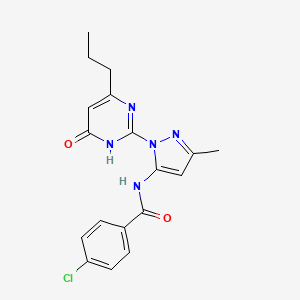 4-chloro-N-(3-methyl-1-(6-oxo-4-propyl-1,6-dihydropyrimidin-2-yl)-1H-pyrazol-5-yl)benzamide